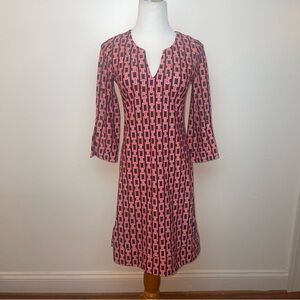 Jude Connally Shift Midi Dress Women’s X small Espresso Link Print Brown Pink